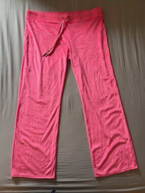 Aerie Dreamy Velour Low Rise Flare Pants Coral Sun XL Y2K